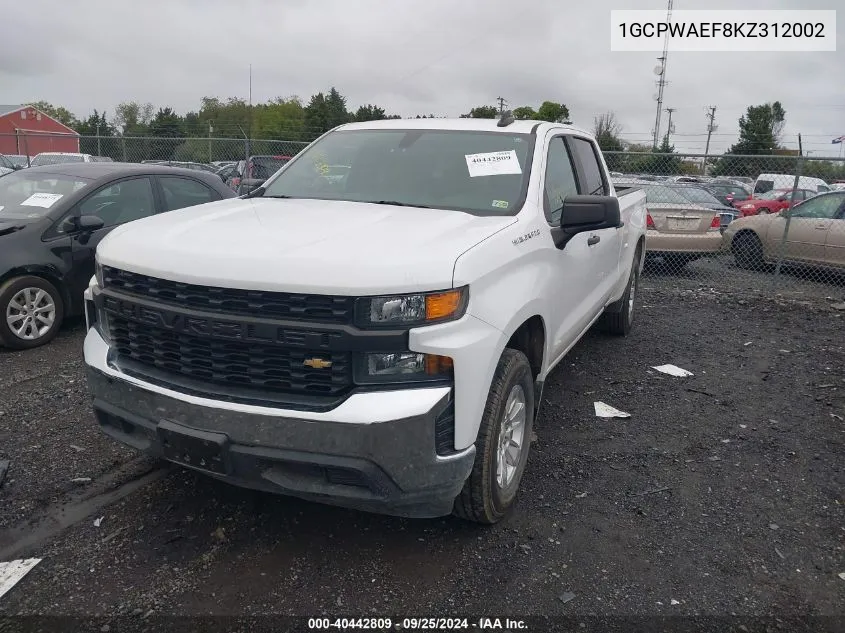 1GCPWAEF8KZ312002 2019 Chevrolet Silverado 1500 Work Truck