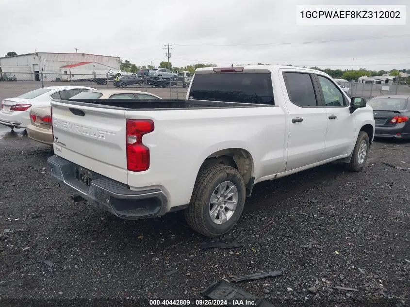 1GCPWAEF8KZ312002 2019 Chevrolet Silverado 1500 Work Truck