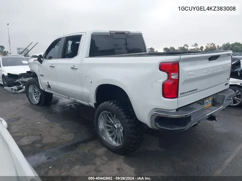 2019 Chevrolet Silverado 1500 Ltz VIN: 1GCUYGEL4KZ383008 Lot: 40442882