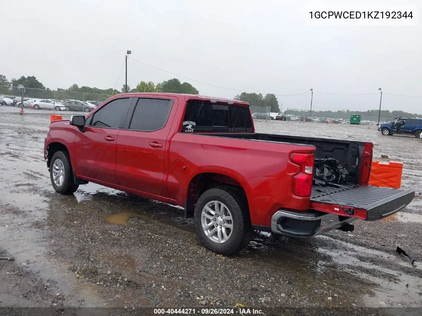 2019 Chevrolet Silverado 1500 C1500 Lt VIN: 1GCPWCED1KZ192344 Lot: 40444271