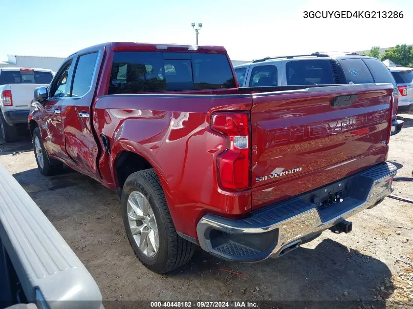 2019 Chevrolet Silverado 1500 Ltz VIN: 3GCUYGED4KG213286 Lot: 40448182