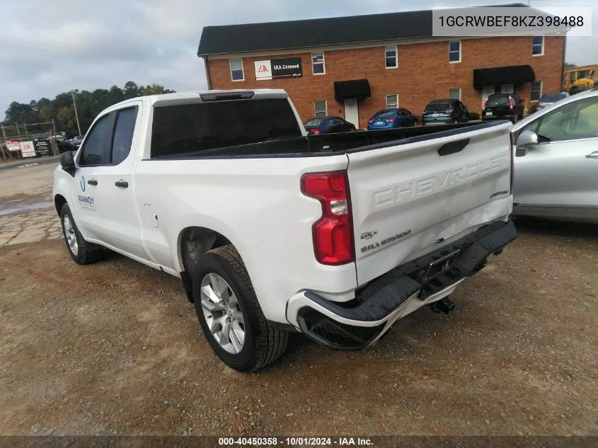 2019 Chevrolet Silverado 1500 C1500 Custom VIN: 1GCRWBEF8KZ398488 Lot: 40450358