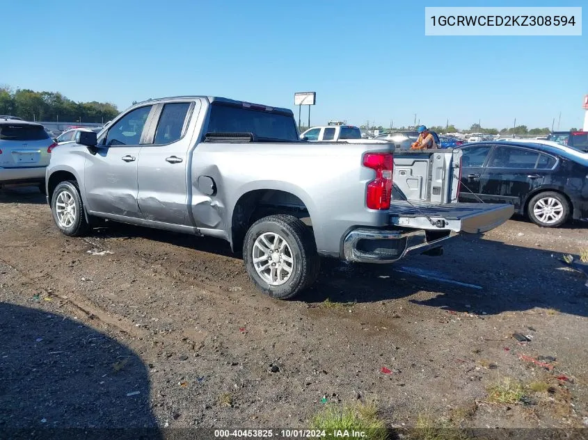 2019 Chevrolet Silverado 1500 Lt VIN: 1GCRWCED2KZ308594 Lot: 40453825