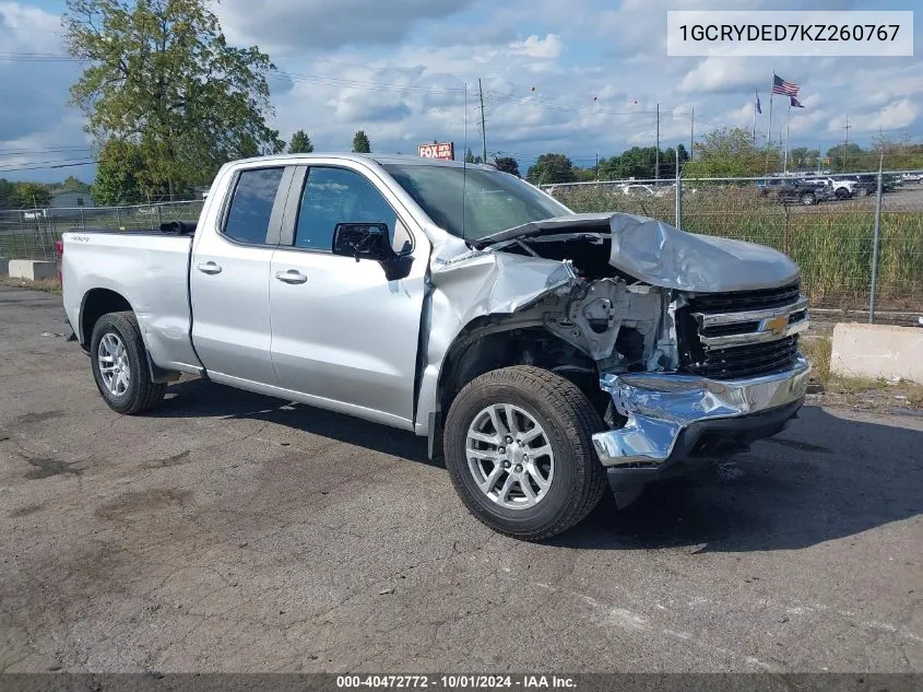 2019 Chevrolet Silverado 1500 Lt VIN: 1GCRYDED7KZ260767 Lot: 40472772