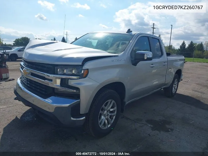 2019 Chevrolet Silverado 1500 Lt VIN: 1GCRYDED7KZ260767 Lot: 40472772