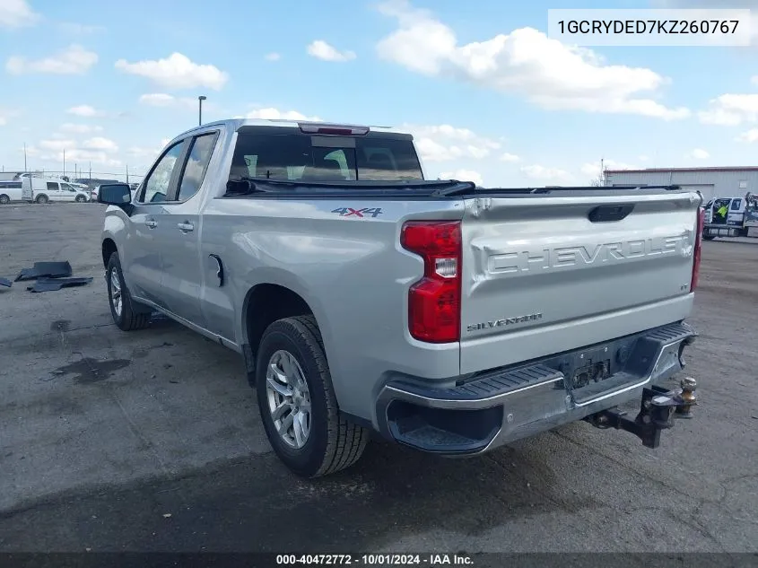 2019 Chevrolet Silverado 1500 Lt VIN: 1GCRYDED7KZ260767 Lot: 40472772