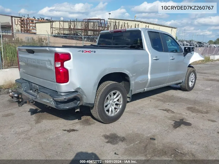 2019 Chevrolet Silverado 1500 Lt VIN: 1GCRYDED7KZ260767 Lot: 40472772