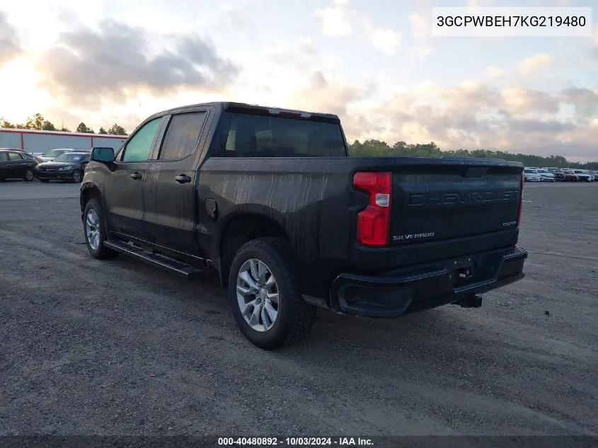 2019 Chevrolet Silverado 1500 Custom VIN: 3GCPWBEH7KG219480 Lot: 40480892