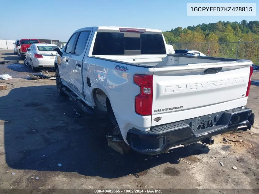 2019 Chevrolet Silverado 1500 Lt Trail Boss VIN: 1GCPYFED7KZ428815 Lot: 40482665