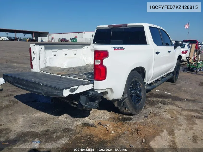 2019 Chevrolet Silverado 1500 Lt Trail Boss VIN: 1GCPYFED7KZ428815 Lot: 40482665