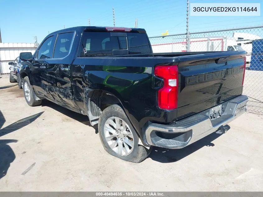 2019 Chevrolet Silverado 1500 Ltz VIN: 3GCUYGED2KG114644 Lot: 40494635