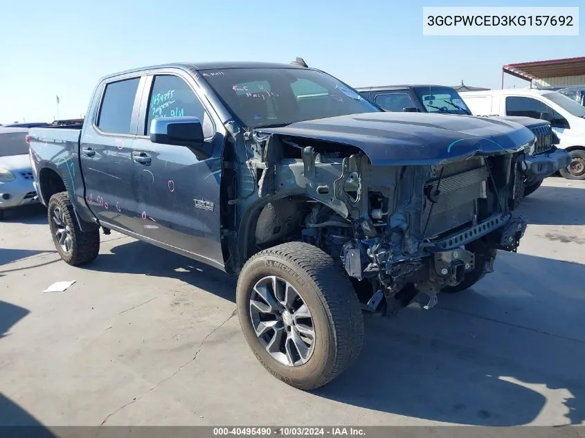 2019 Chevrolet Silverado 1500 Lt VIN: 3GCPWCED3KG157692 Lot: 40495490