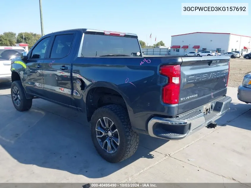 2019 Chevrolet Silverado 1500 Lt VIN: 3GCPWCED3KG157692 Lot: 40495490