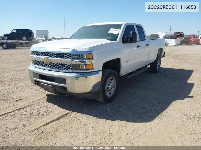 2019 Chevrolet Silverado 2500Hd Wt VIN: 2GC2CREG6K1116658 Lot: 40496944