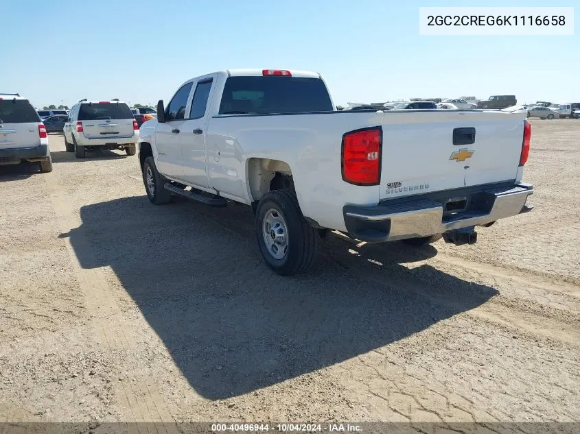 2019 Chevrolet Silverado 2500Hd Wt VIN: 2GC2CREG6K1116658 Lot: 40496944