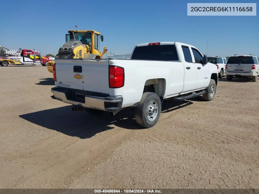 2019 Chevrolet Silverado 2500Hd Wt VIN: 2GC2CREG6K1116658 Lot: 40496944