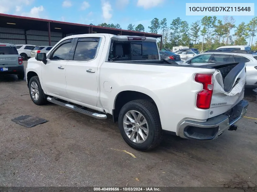 2019 Chevrolet Silverado 1500 Ltz VIN: 1GCUYGED7KZ115448 Lot: 40499656