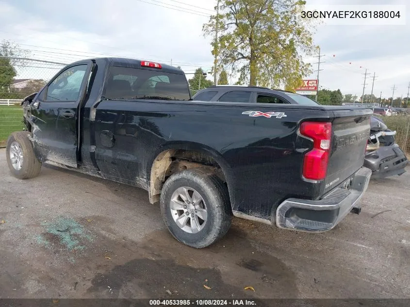 2019 Chevrolet Silverado K1500 VIN: 3GCNYAEF2KG188004 Lot: 40533985