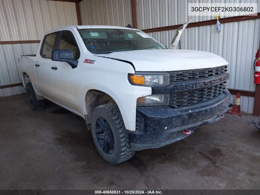 3GCPYCEF2KG306802 2019 Chevrolet Silverado 1500 Custom Trail Boss