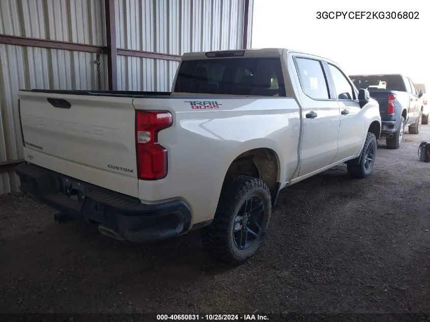 2019 Chevrolet Silverado 1500 Custom Trail Boss VIN: 3GCPYCEF2KG306802 Lot: 40650831