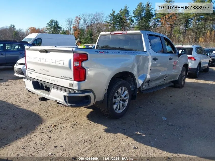 2019 Chevrolet Silverado 1500 Custom VIN: 1GCUYBEF0KZ333977 Lot: 40666091