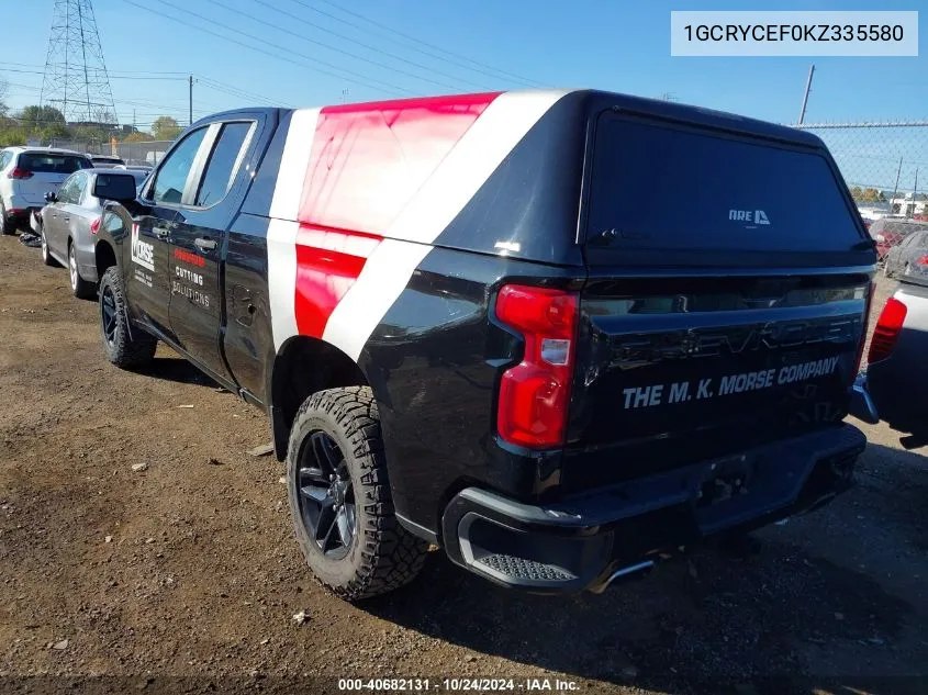 2019 Chevrolet Silverado 1500 Custom Trail Boss VIN: 1GCRYCEF0KZ335580 Lot: 40682131