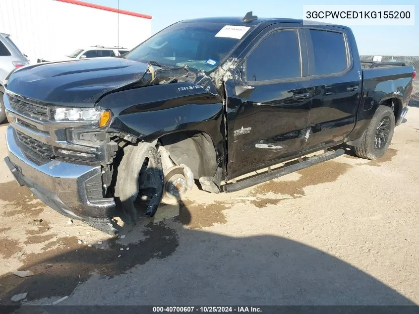 2019 Chevrolet Silverado 1500 Lt VIN: 3GCPWCED1KG155200 Lot: 40700607