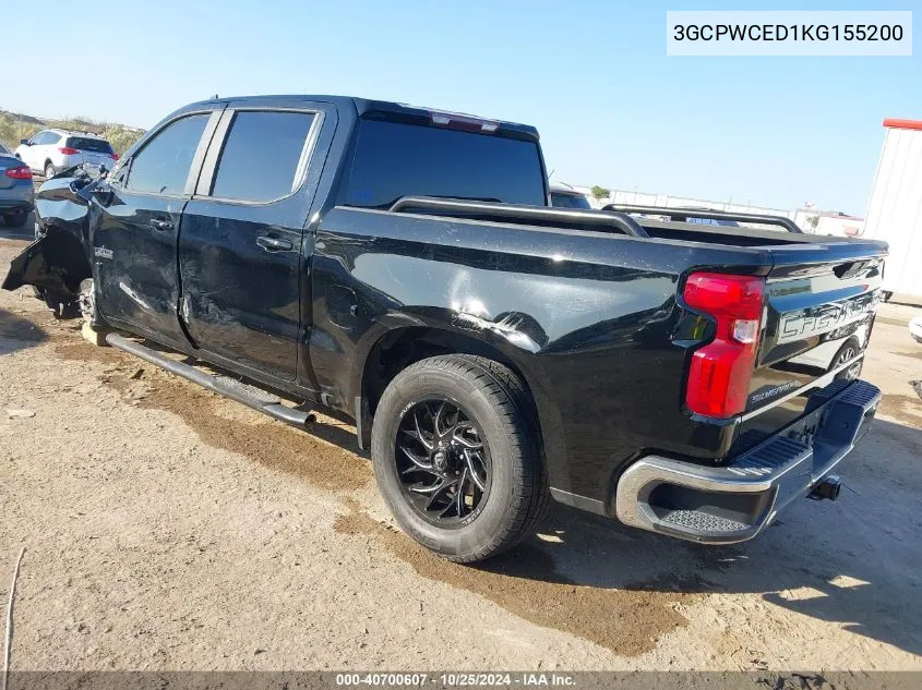 2019 Chevrolet Silverado 1500 Lt VIN: 3GCPWCED1KG155200 Lot: 40700607