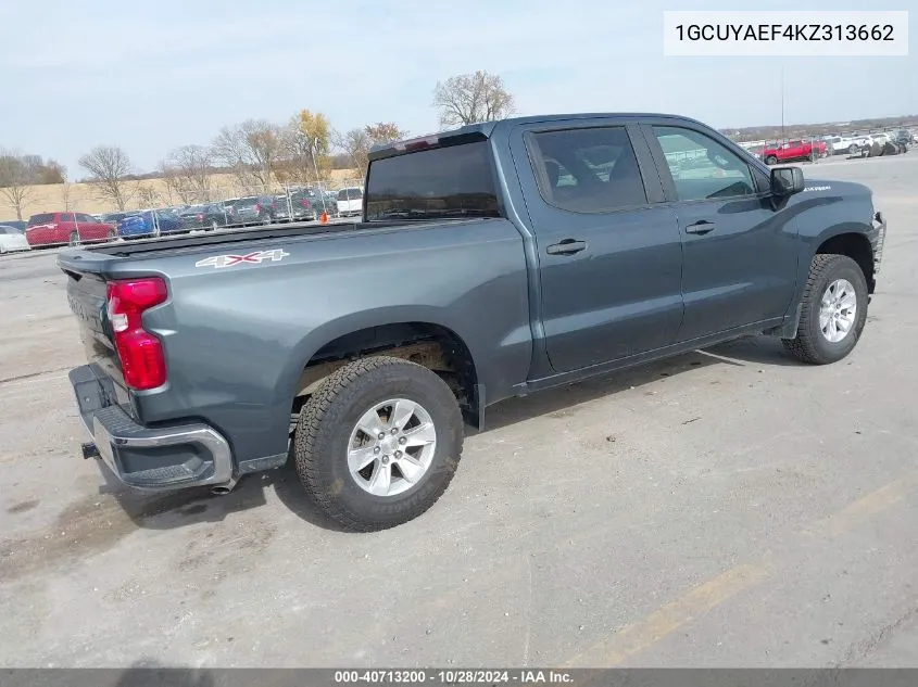 2019 Chevrolet Silverado 1500 Work Truck VIN: 1GCUYAEF4KZ313662 Lot: 40713200