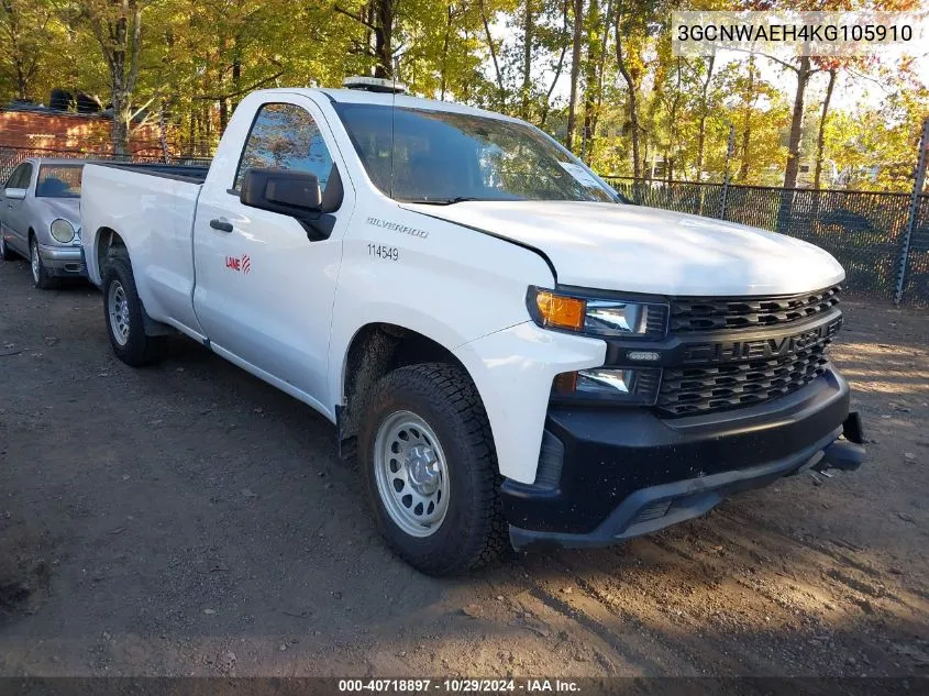 2019 Chevrolet Silverado 1500 Work Truck VIN: 3GCNWAEH4KG105910 Lot: 40718897