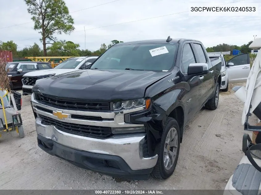 2019 Chevrolet Silverado 1500 Lt VIN: 3GCPWCEK6KG240533 Lot: 40722380