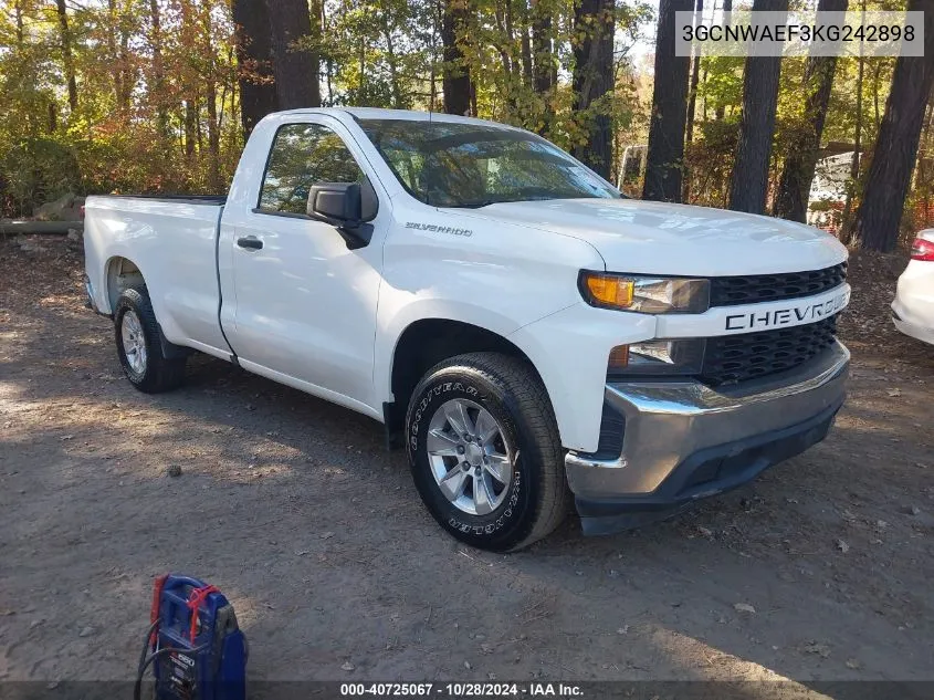 2019 Chevrolet Silverado 1500 Work Truck VIN: 3GCNWAEF3KG242898 Lot: 40725067