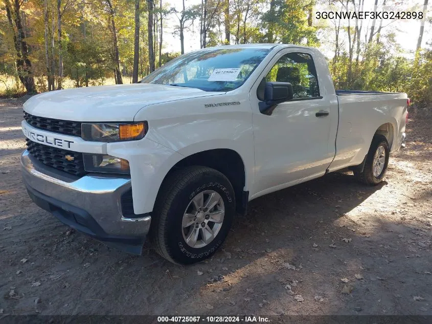 2019 Chevrolet Silverado 1500 Work Truck VIN: 3GCNWAEF3KG242898 Lot: 40725067