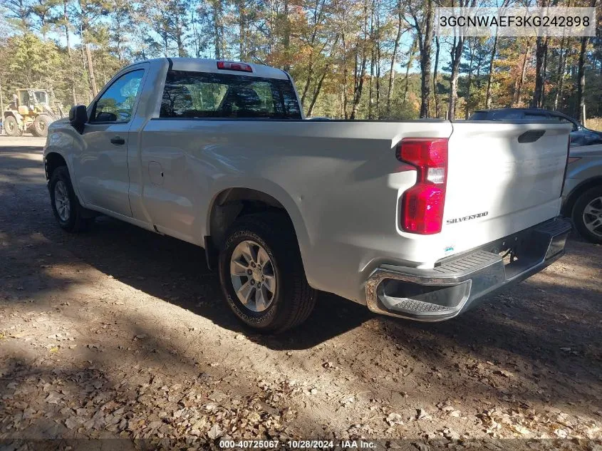 2019 Chevrolet Silverado 1500 Work Truck VIN: 3GCNWAEF3KG242898 Lot: 40725067