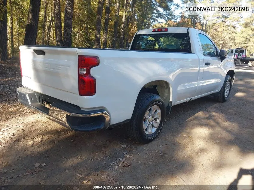 2019 Chevrolet Silverado 1500 Work Truck VIN: 3GCNWAEF3KG242898 Lot: 40725067