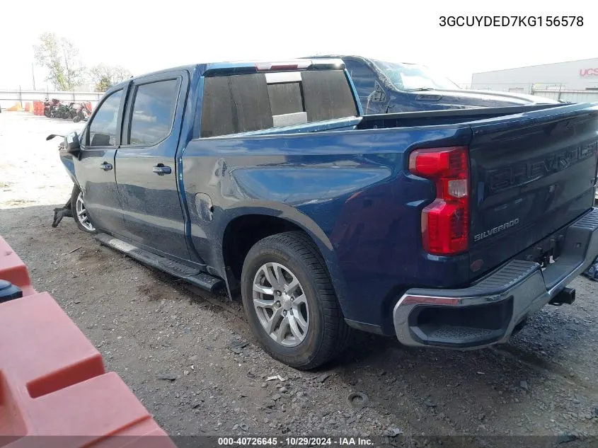 2019 Chevrolet Silverado 1500 Lt VIN: 3GCUYDED7KG156578 Lot: 40726645