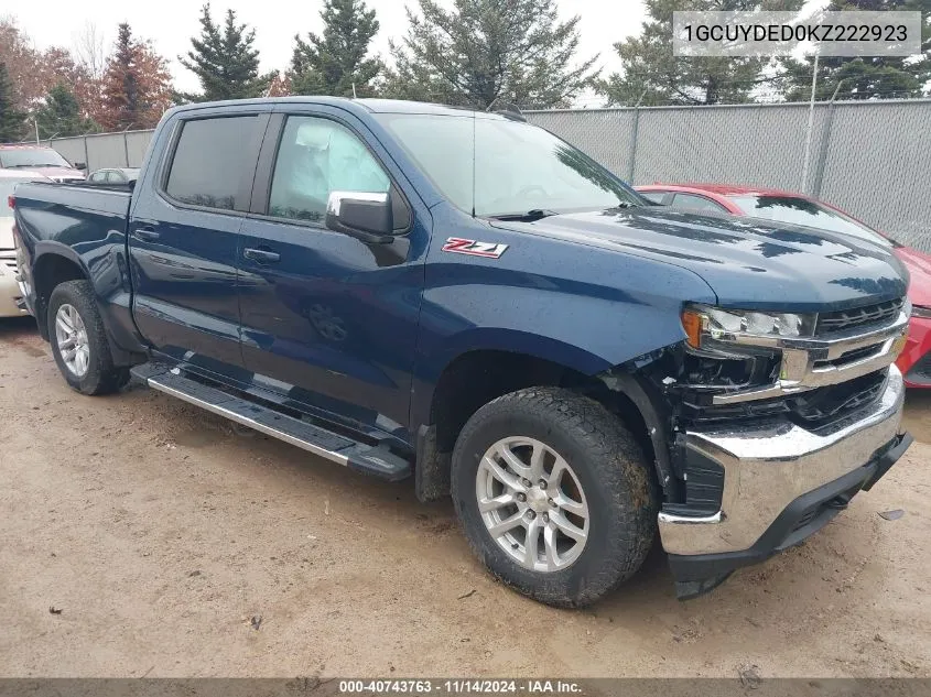 2019 Chevrolet Silverado 1500 Lt VIN: 1GCUYDED0KZ222923 Lot: 40743763