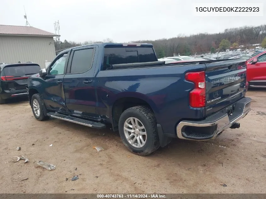 2019 Chevrolet Silverado 1500 Lt VIN: 1GCUYDED0KZ222923 Lot: 40743763