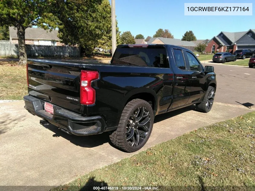 2019 Chevrolet Silverado 1500 Custom VIN: 1GCRWBEF6KZ177164 Lot: 40746819