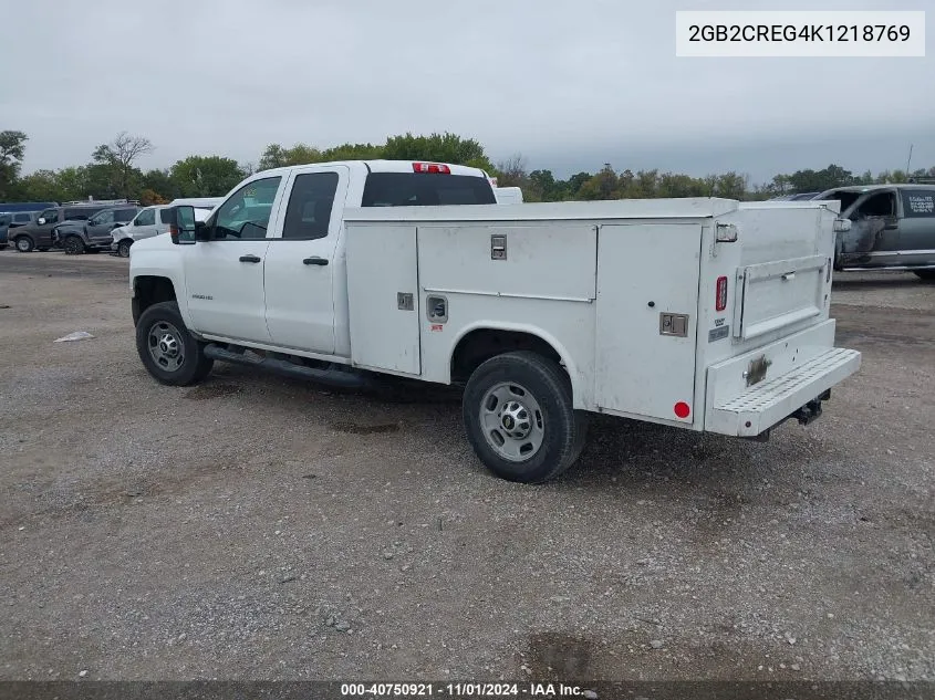 2019 Chevrolet Silverado 2500Hd Wt VIN: 2GB2CREG4K1218769 Lot: 40750921