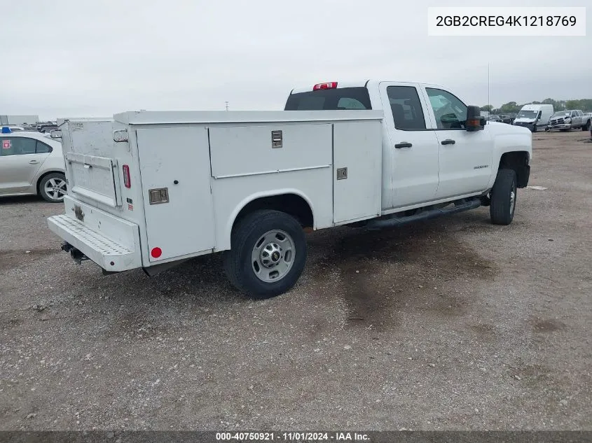 2019 Chevrolet Silverado 2500Hd Wt VIN: 2GB2CREG4K1218769 Lot: 40750921