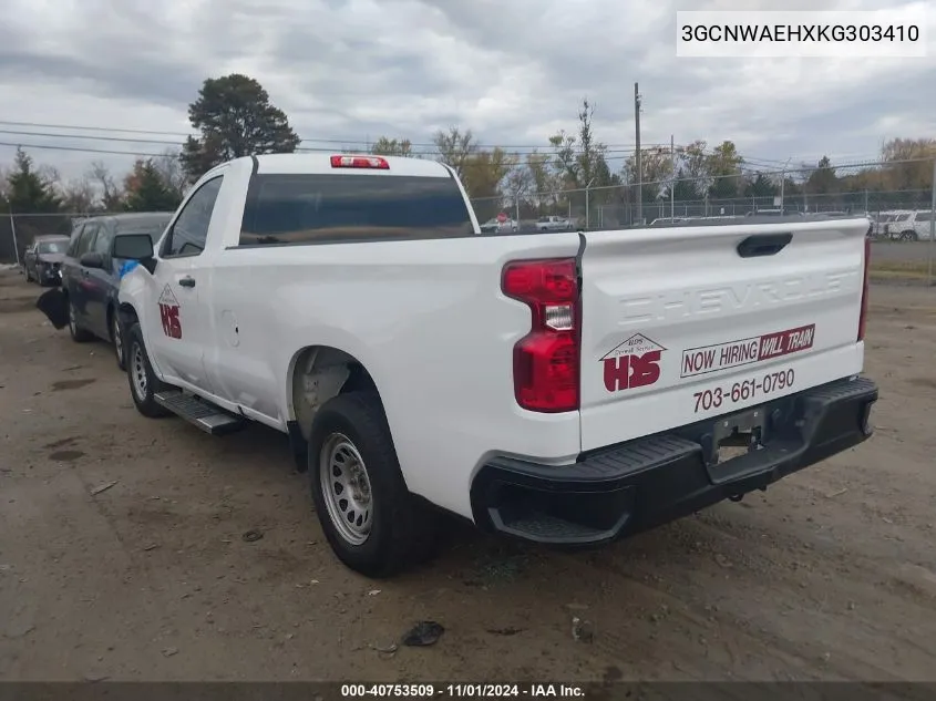 2019 Chevrolet Silverado 1500 Work Truck VIN: 3GCNWAEHXKG303410 Lot: 40753509