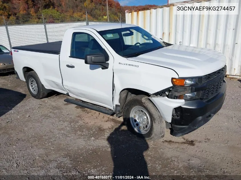 2019 Chevrolet Silverado 1500 Work Truck VIN: 3GCNYAEF9KG274457 Lot: 40758077