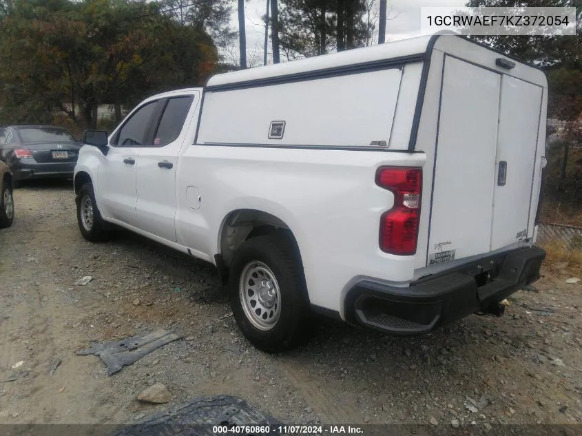 2019 Chevrolet Silverado 1500 Work Truck VIN: 1GCRWAEF7KZ372054 Lot: 40760860