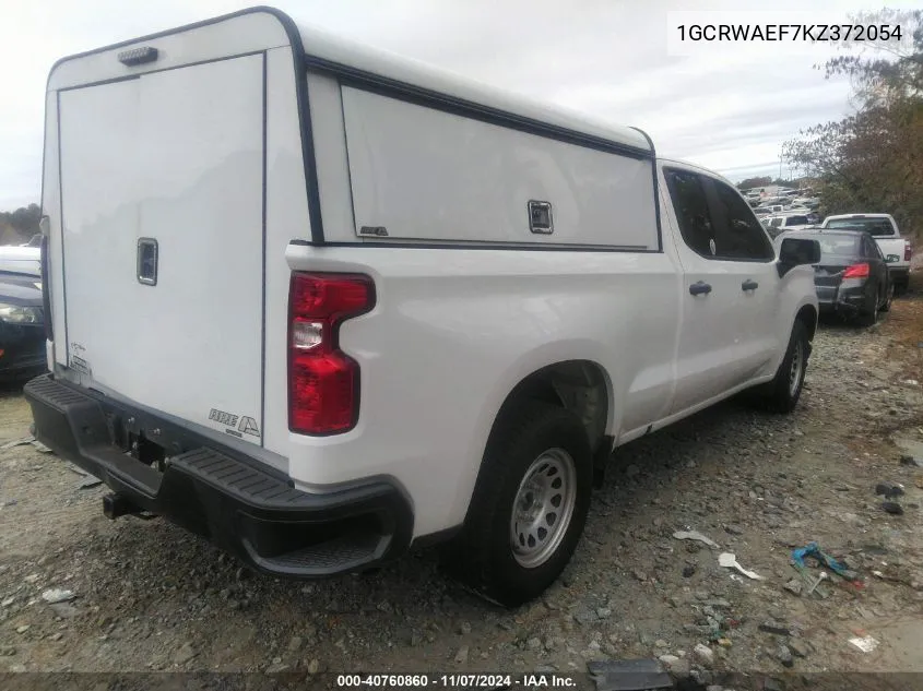 2019 Chevrolet Silverado 1500 Work Truck VIN: 1GCRWAEF7KZ372054 Lot: 40760860