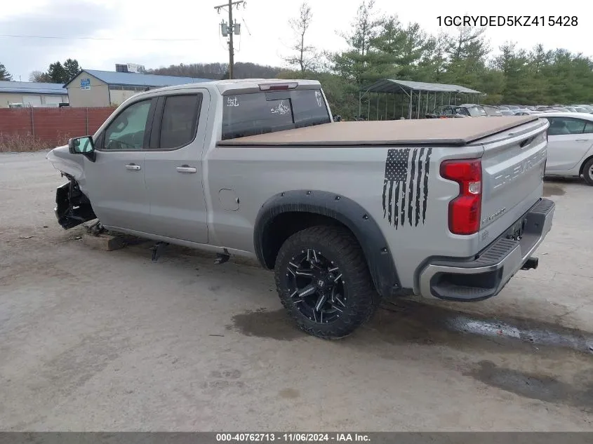 2019 Chevrolet Silverado 1500 Lt VIN: 1GCRYDED5KZ415428 Lot: 40762713