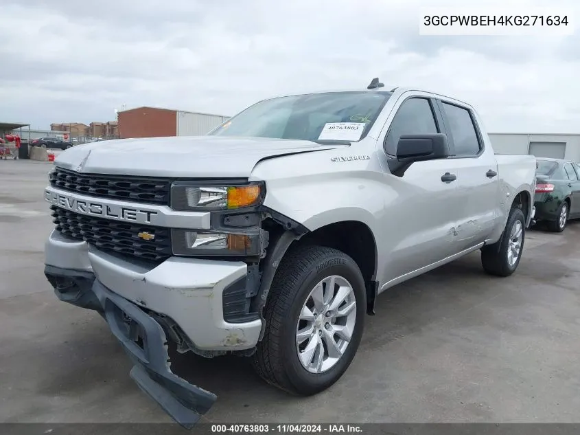 2019 Chevrolet Silverado C1500 Custom VIN: 3GCPWBEH4KG271634 Lot: 40763803