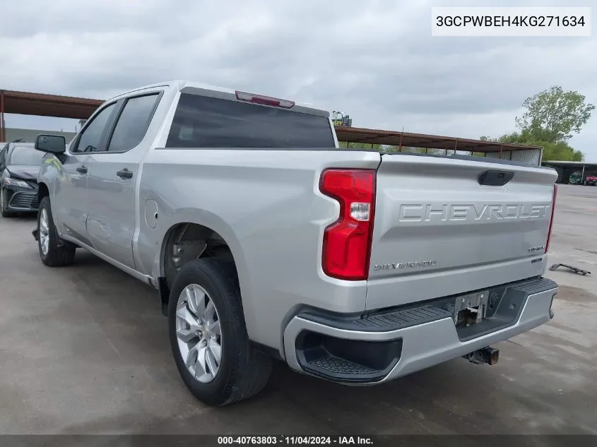 2019 Chevrolet Silverado C1500 Custom VIN: 3GCPWBEH4KG271634 Lot: 40763803