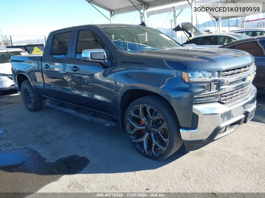 2019 Chevrolet Silverado 1500 Lt VIN: 3GCPWCED1KG189959 Lot: 40776522