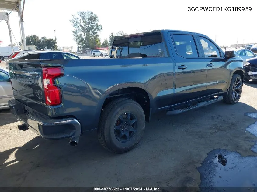 2019 Chevrolet Silverado 1500 Lt VIN: 3GCPWCED1KG189959 Lot: 40776522